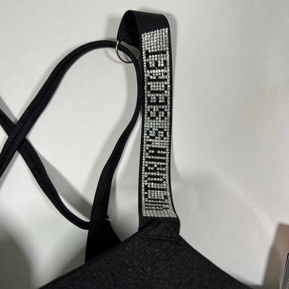 Victoria Secret 32C S Bombshell Push Up Top Bikini Set Shine Strap LOGO Black - Picture 8 of 15